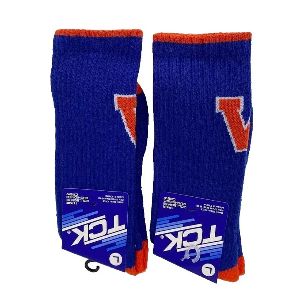 NEW Virginia Cavaliers Crew Socks 2 Pair Size L 8-12 NCAA College Fan